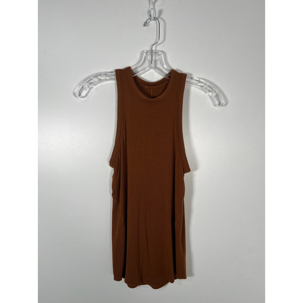 Lululemon Ribbed High Neck Tank Top Copper Brown Athletic Sleeveless Small